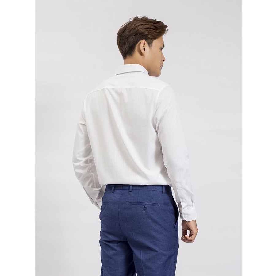 Áo sơ mi nam dài tay ARISTINO ALS59508 dáng slimfit, chất modal sợi sồi, tà lượn, trắng sọc dệt nổi
