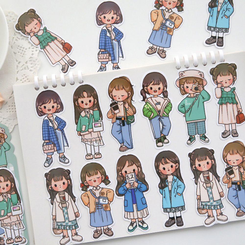 Miếng Dán Trang Trí Nhật Ký / Điện Thoại Chống Thấm Nước DIY Hình Bé Trai / Bé Gái Thanh Lịch