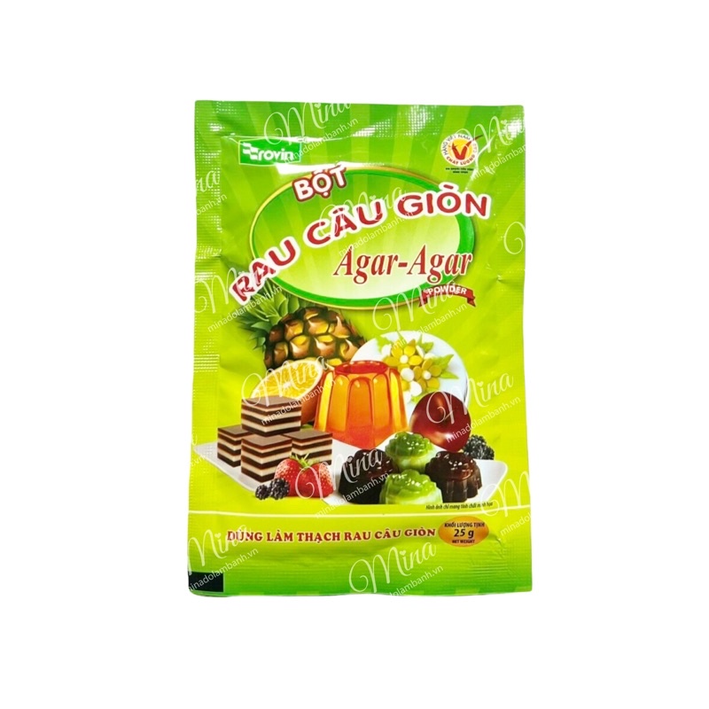 Bột rau câu/Thạch rau câu Giòn Agar Hoàng Yến Rovin gói 25g
