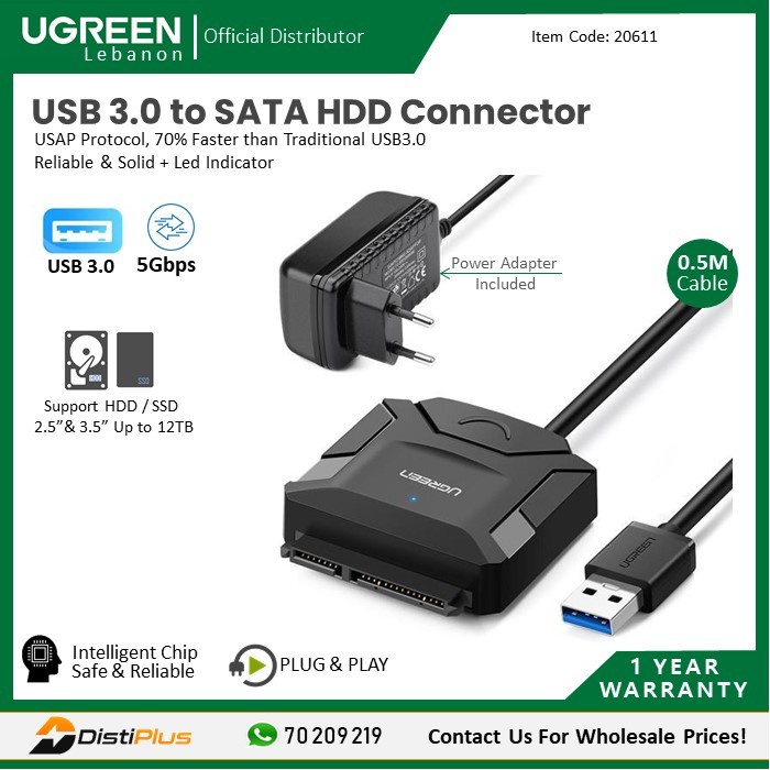 Cáp USB 3.0 to SATA Ugreen 20231 Chính Hãng