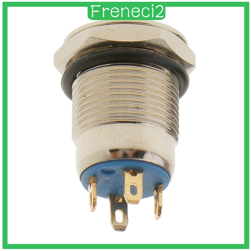 Nút Nhấn On / Off Tích Hợp Đèn Led Xanh Dương 12v Bằng Thép Không Gỉ 12mm