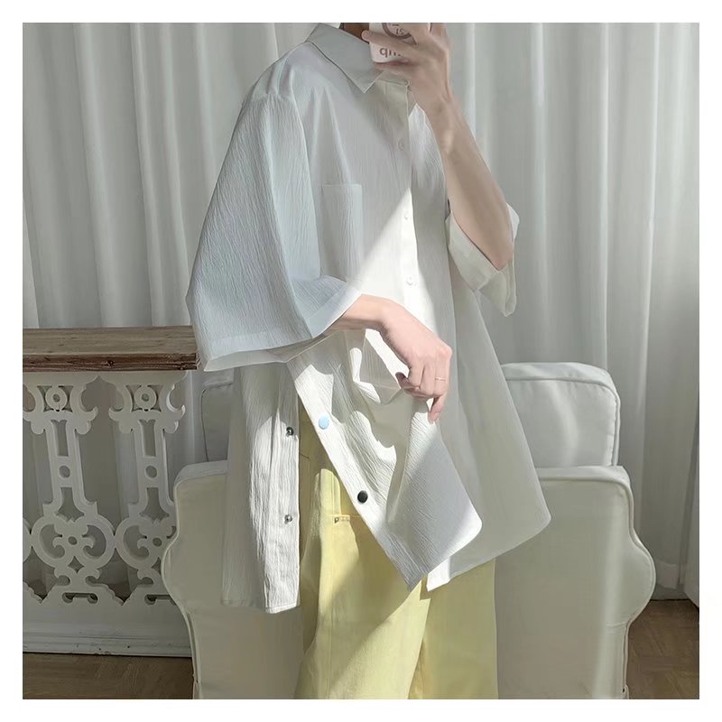 Áo Sơ Mi Tay Ngắn Dáng Rộng Thời Trang Mùa Hè Phong Cách Hàn Quốc Cho Nam 2022