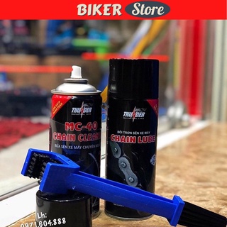 Combo vệ sinh sên MC-40 400ml, Bôi trơn dưỡng sên Thunder 400ml và bàn chải sên chuyên nghiệp