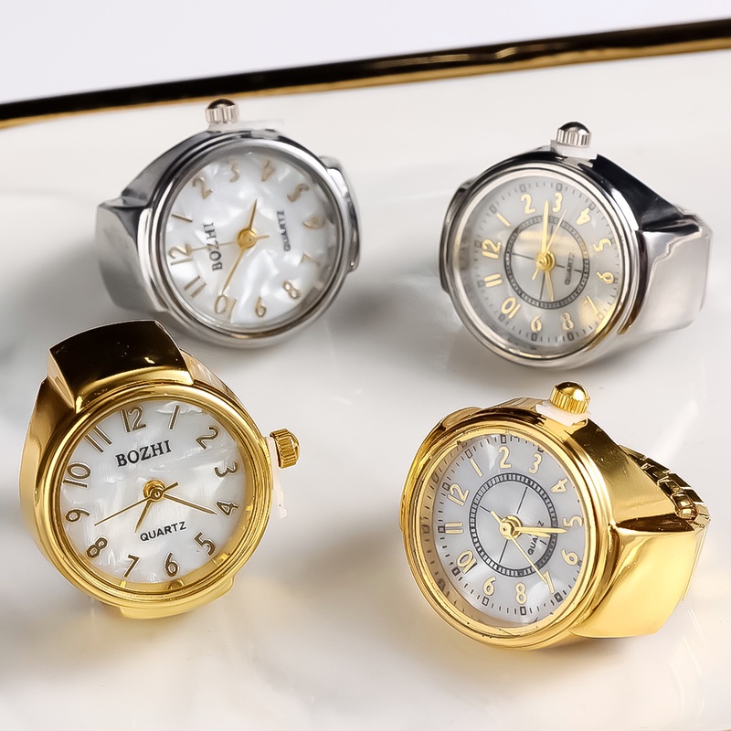 Nhẫn Đồng Hồ Thạch Anh Tròn Mini Sáng Tạo Kiểu Cổ Điển Thời Trang Cho Cặp Đôi