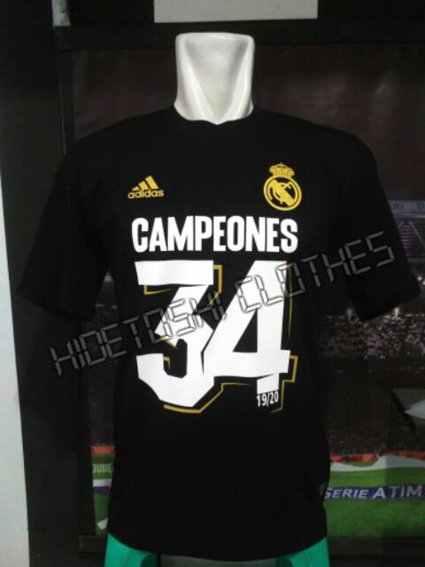 Áo Thun Tay Ngắn In Chữ Real Madrid Campeones Champion 34 '