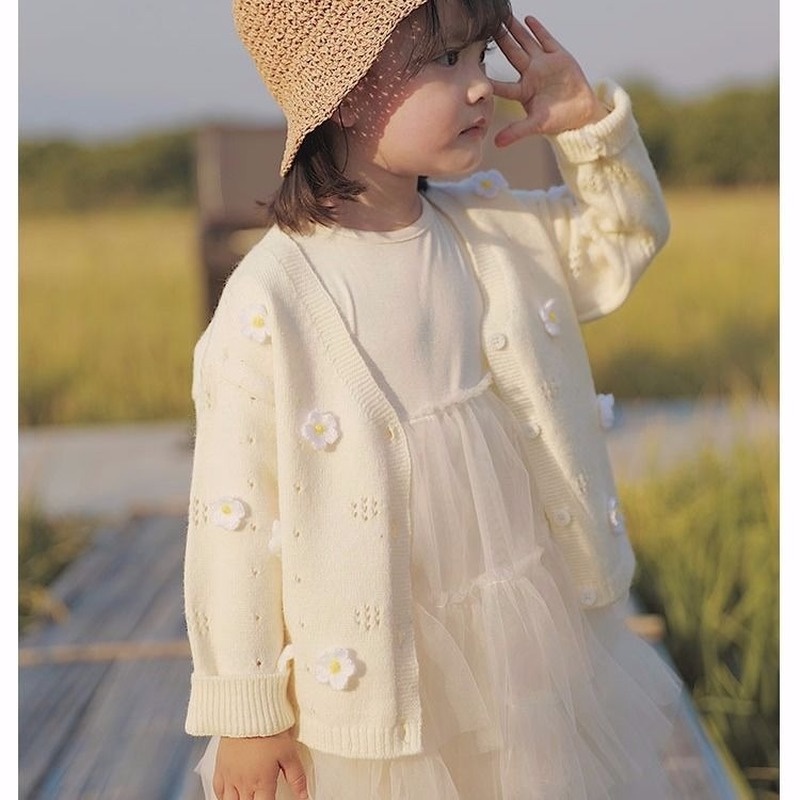 Áo Khoác Len Cardigan Họa Tiết Hoa Thời Trang Mùa Xuân Cho Bé Gái