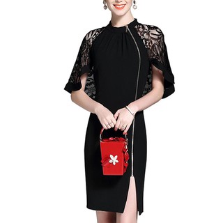 Romi - đầm ôm dự tiệc kiểu đầm ôm dây kéo phối ren cánh dơi romi 372