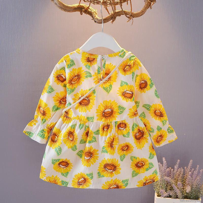 Đầm Hoa Tay Dài Xinh Xắn Dành Cho Bé Gái