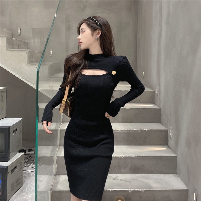 Đầm len body cut-out hàng Quảng Châu cao cấp
