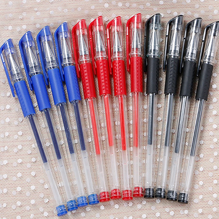 Bút bi bút nước 0.5mm cao cấp mực đều - 2 ngòi bút xanh đen đỏ TL