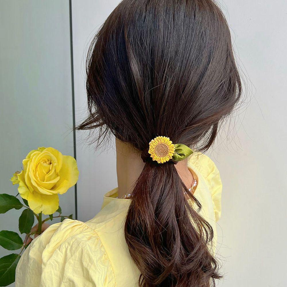 Dây Cột Tóc Vải Lưới Bản Lớn In Họa Tiết Hoa Dễ Thương Thời Trang Mùa Hè Cho Nữ
