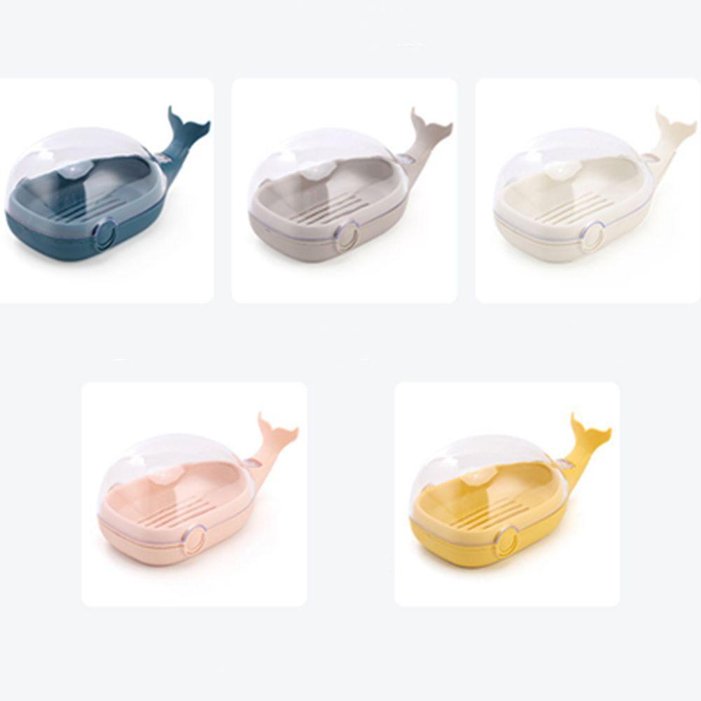 PISTA Khay Đựng Xà Phòng Nắp Lật Hình Cá Voi Hoạt Hình Chống Nước Chống Bụi Có Nắp Đậy Cho Nhà Tắm