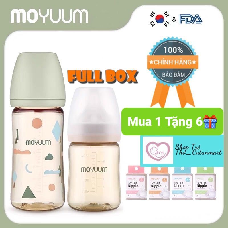 Bình sữa Moyuum Hàn Quốc Cloud,mẫu mới Limited 170ml 270ml [Được chọn núm 1 - 4]