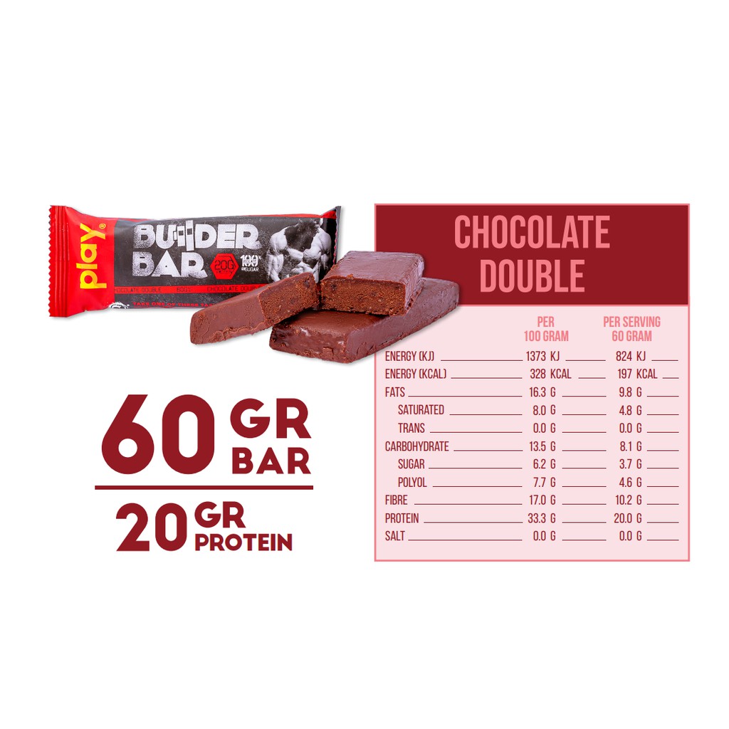 Bánh Protein Thanh Bánh Play Protein Builder Bar - Bánh Dinh Dưỡng Tăng Cơ Giảm Cân Vị Cacao 60Gr SP10.2