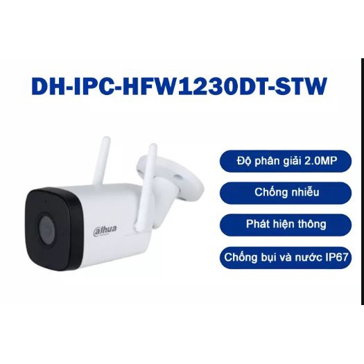 Camera IP Wifi ngoài trời 2MP DAHUA DH-IPC-HFW1230DT-STW - Đàm thoại 2 chiều - Hàng chính hãng -Cam Kết Hàng Chính Hãng