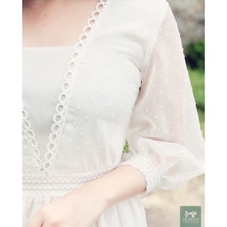Váy trắng phối ren cao cấp - vay thiết kế - design by hunsu
