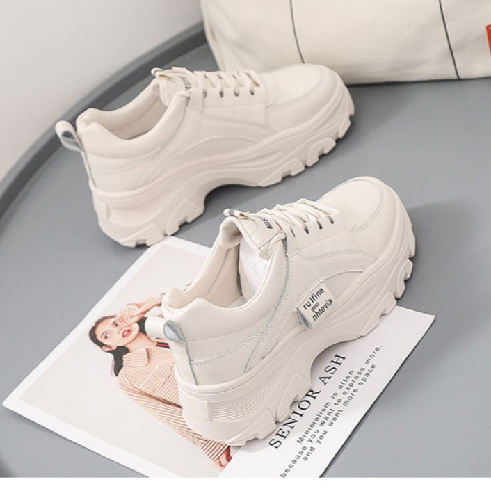 GIÀY NỮ TRẮNG RUFINE, GIÀY THỂ THAO NỮ ĐỘN ĐẾ 5CM KIỂU DÁNG HÀN QUỐC MẪU HOT G 80