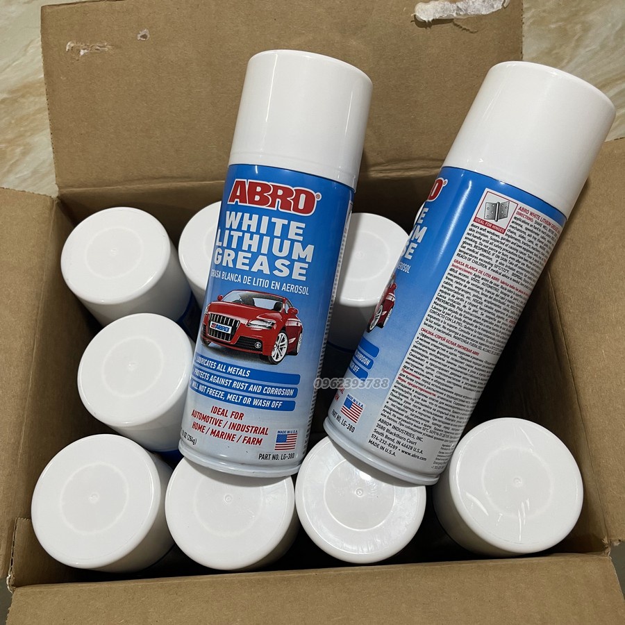 Chai xịt mỡ bò trắng Abro bôi trơn cao cấp