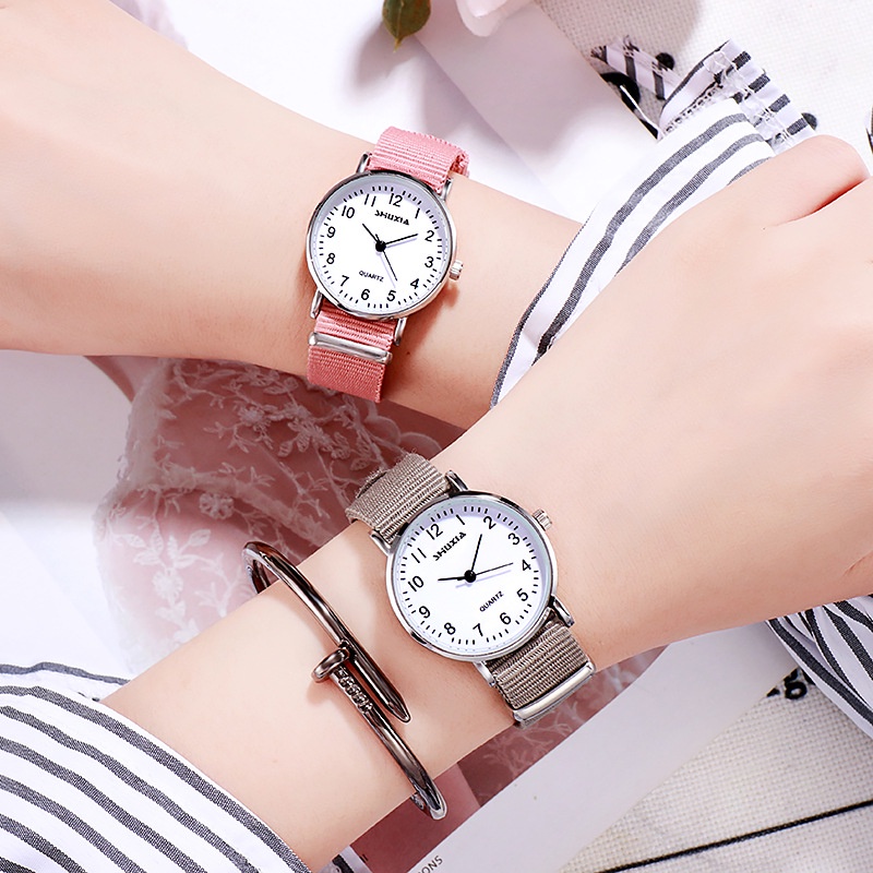 Đồng hồ kim nữ dây vải mặt thời trang Shuxia