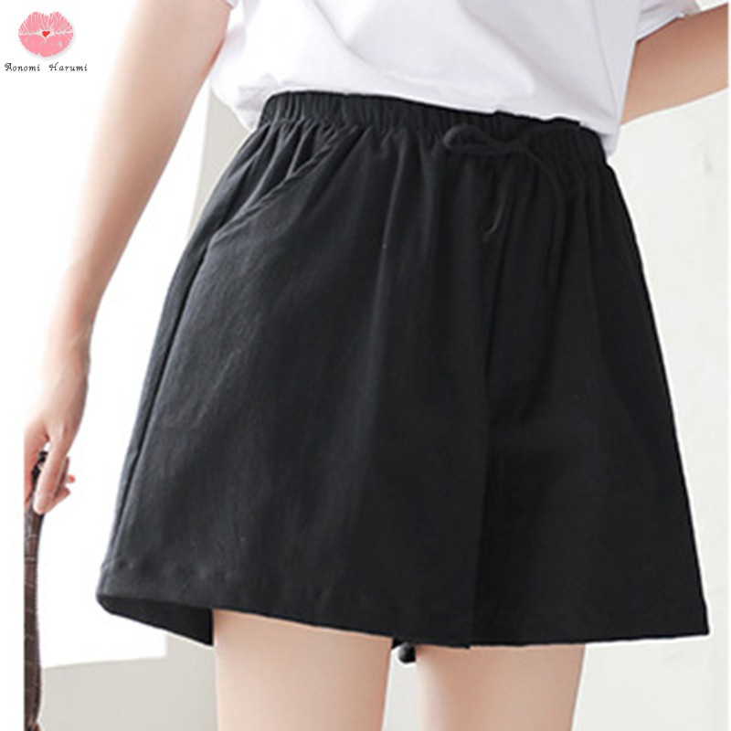 Quần Short Cotton Ống Rộng Lưng Thun Thoải Mái Có Túi Và Dây Rút Cho Nữ | BigBuy360 - bigbuy360.vn
