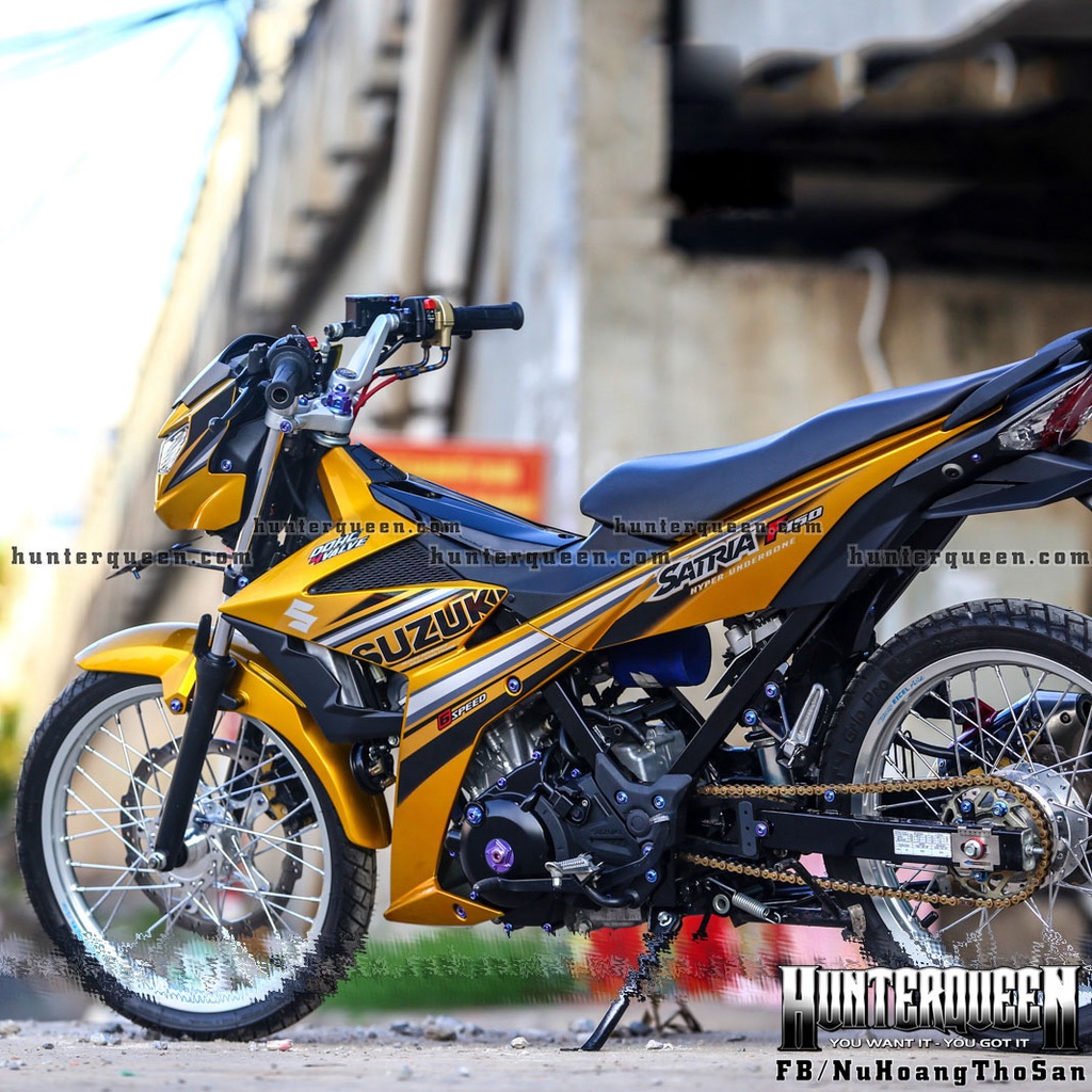 Tem rời cao cấp dán xe Raider FI màu vàng nghệ. Chất liệu decal cao cấp, bền màu