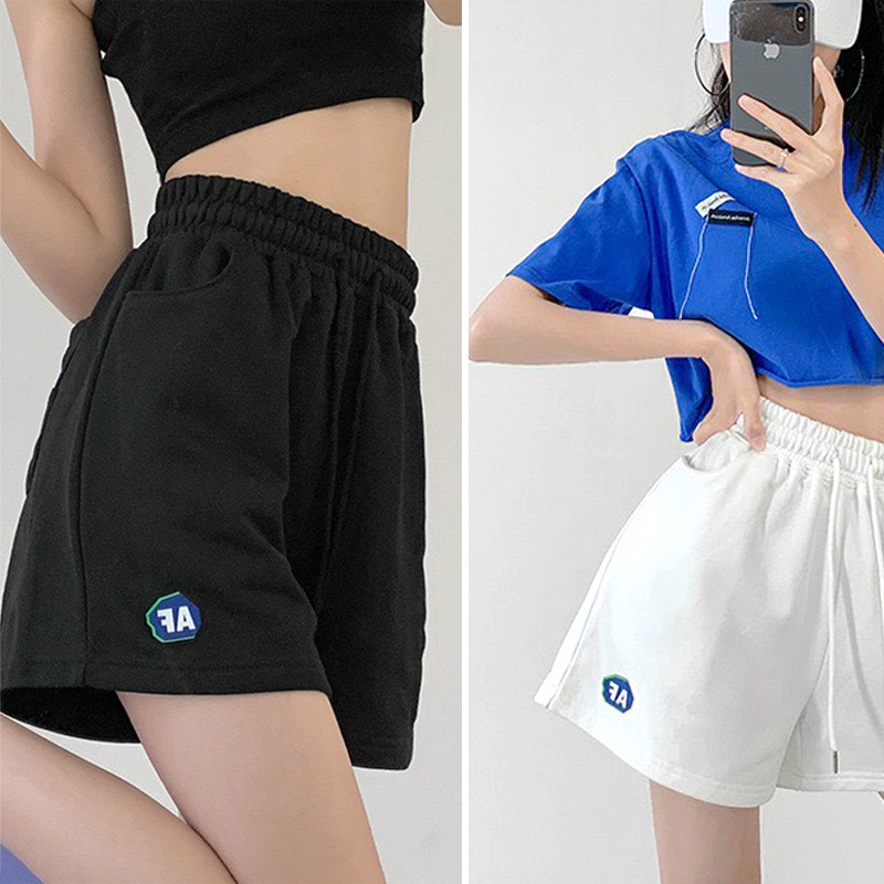 Quần đùi nữ ống rộng L99, quần short nữ trơn logo AE chất liệu cao cấp dày dặn phong cách Hàn Quốc cá tính Q10,