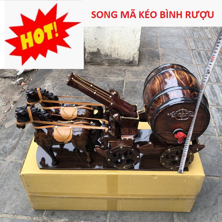 Xe 2 Ngựa Kéo Bình, Tặng Túi Đựng Đồ Trưng Bầy Phòng Khách - Làm Quà Biếu Tết Sang Trọng Lịch Sự