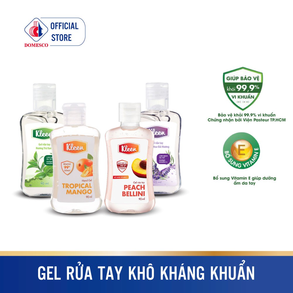 Gel rửa tay khô kháng khuẩn, dưỡng da tay Kleen - Chai 90ml