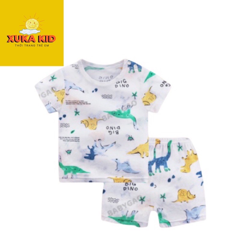 Bộ tay ngắn bé trai bé gái hoạ tiếc hoạt hình dễ thương