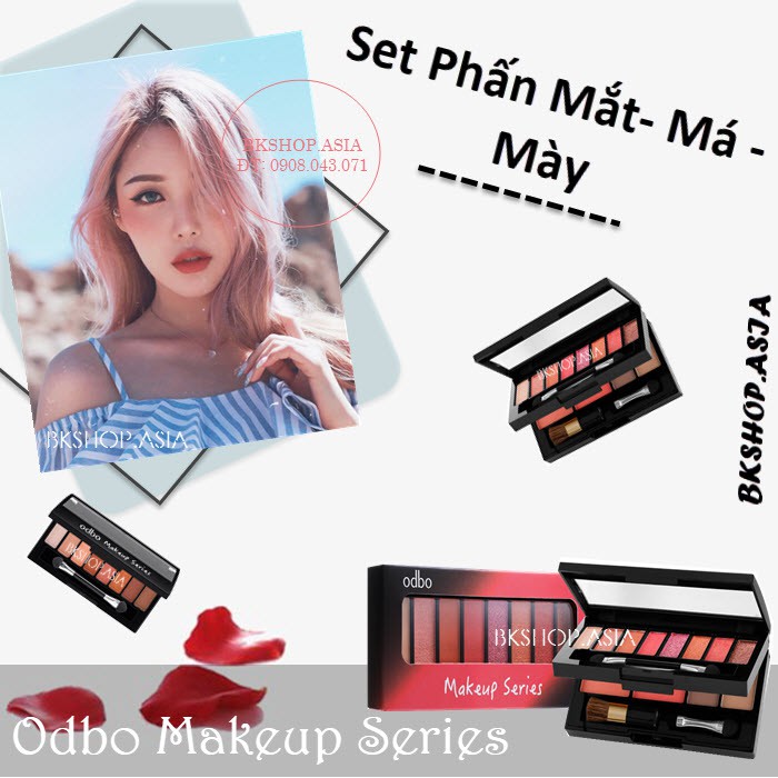 (Auth Thái) Set Phấn Mắt - Mày - Má Hồng Odbo Makeup Series OD1021
