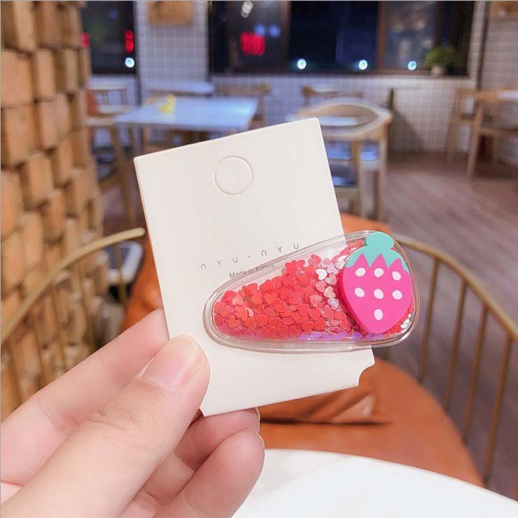Kẹp tóc nhũ hình hoa quả cho bé cute xinh xắn thời trang Hàn Quốc
