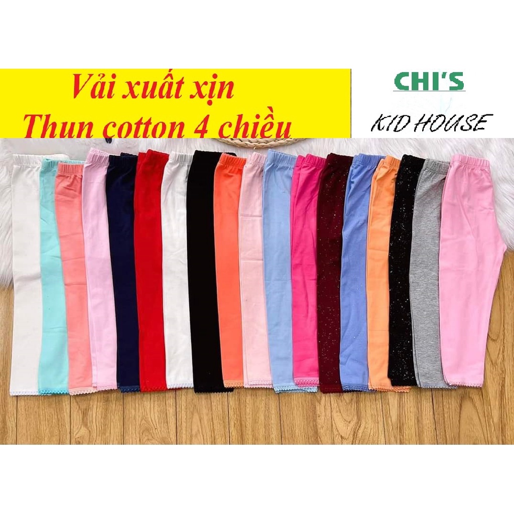 (VẢI XUẤT SIÊU ĐẸP) QUẦN LEGGING DÀI TRƠN PHỐI REN CHO BÉ GÁI 9-41KG