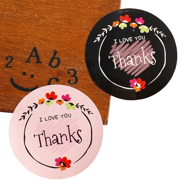 [SỈ 2.4K] Set 6 miếng dán Sticker THANK YOU đen hồng | WebRaoVat - webraovat.net.vn