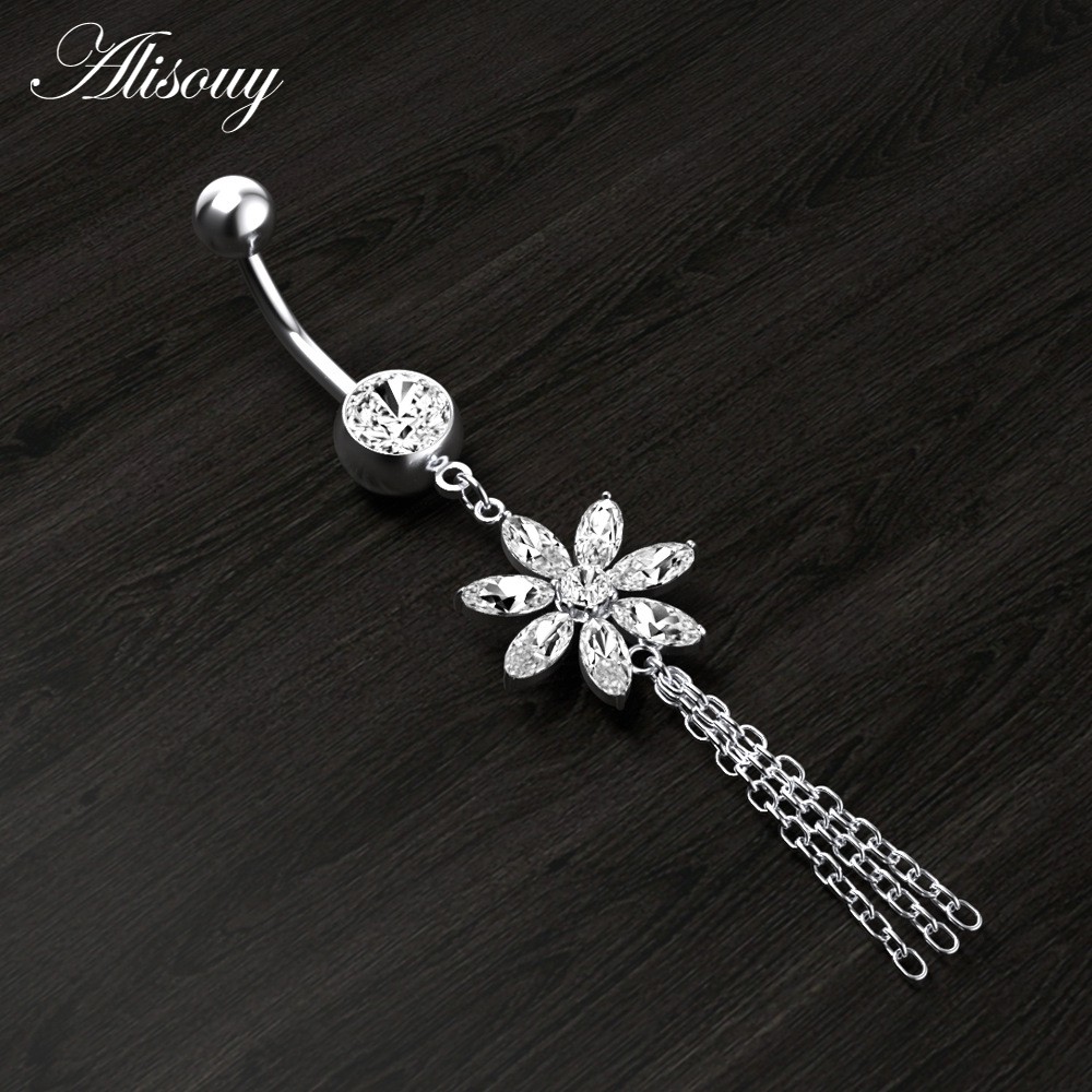 1 Khuyên Rốn Bằng Thép Không Gỉ Đính Đá zircon Hình Hoa / Nơ / Trái Tim