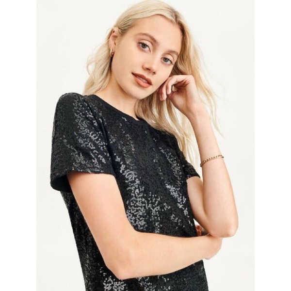Áo Tshirt nữ DKNY SEQUIN xuất xịn