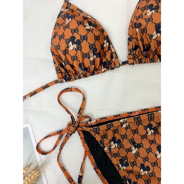 Bikini, đồ bơi đi biển tam giác họa tiết LV chuột micky,ảnh thật