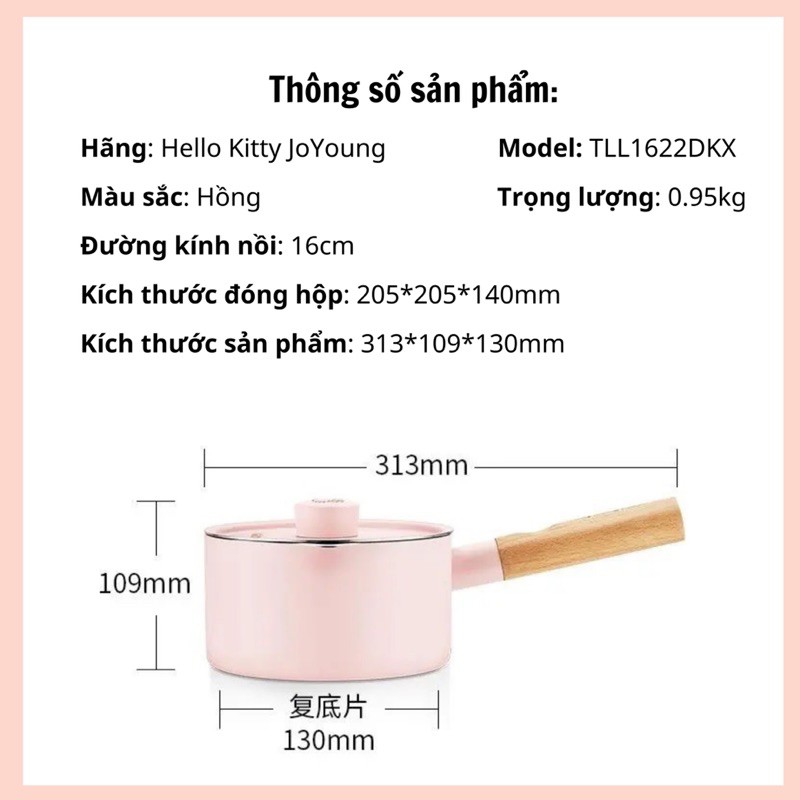 Nồi Chống Dính Màu Hồng Hello Kitty JoYoung Line Friends TLL1622DKX [CMART GIA DỤNG TIỆN ÍCH]