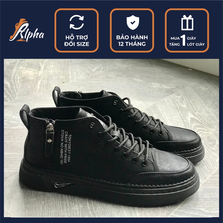 Giày nam cao cổ thể thao có khoá kéo tiện lợi chất liệu da cao cấp [Alpha Shoes - F837]
