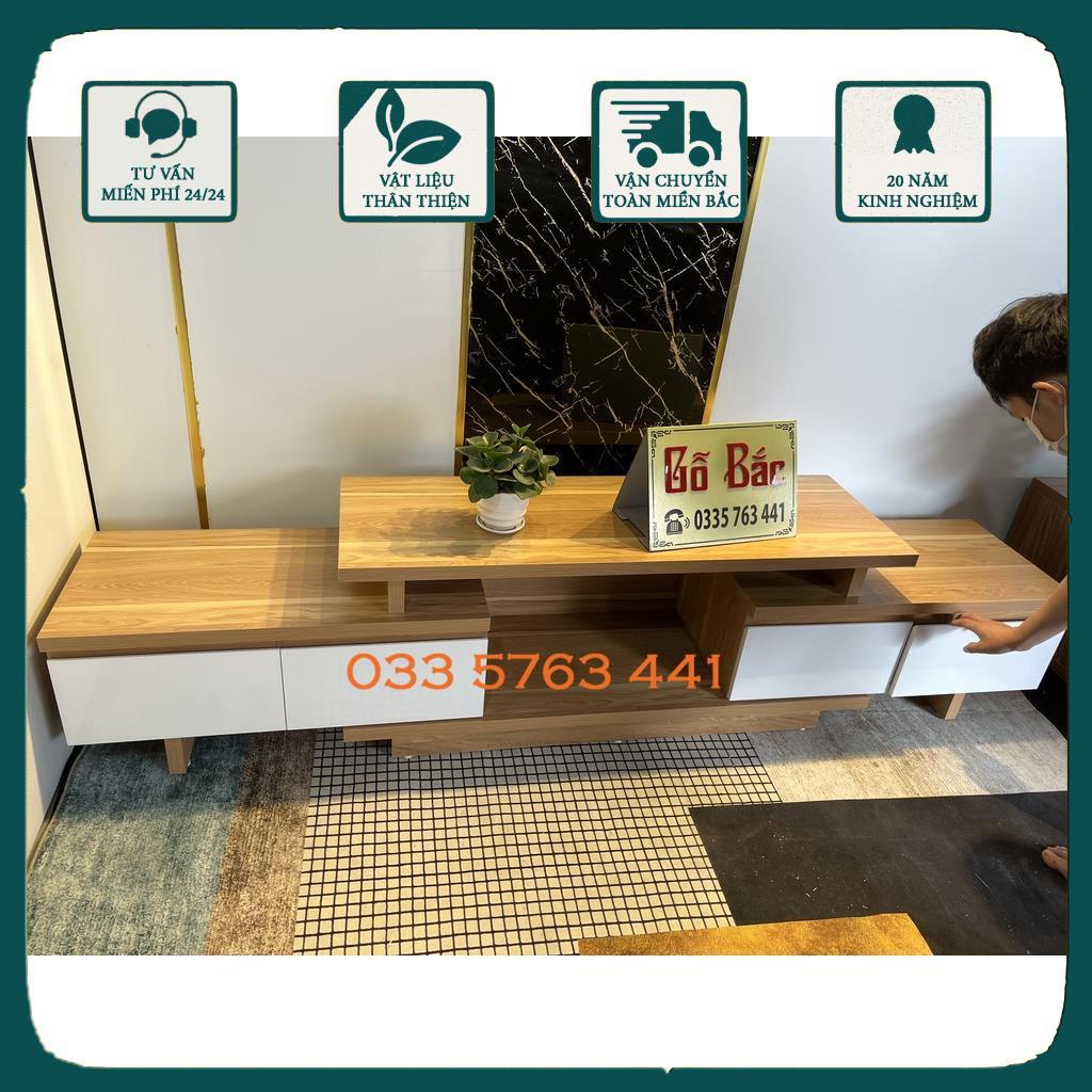 Kệ tivi thông minh rút 2 đầu kích thước 1m6 kéo dài được 2m4 - kệ ti vi gỗ MDF phủ melamine