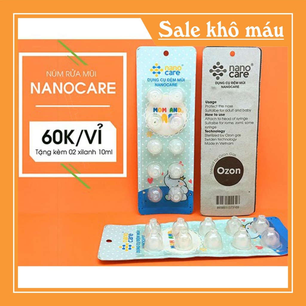 (có sẵn) Hộp 10 núm silicon đệm rửa mũi cho bé (tặng xilanh rửa mũi) mẫu mới