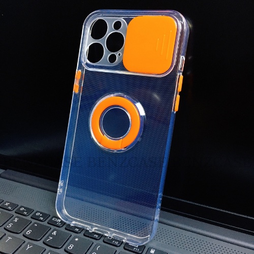 Ốp iPhone  trong suốt TPU tích hợp chân đế hình nhẫn dựng điện thoại kèm thẻ trượt bảo vệ camera