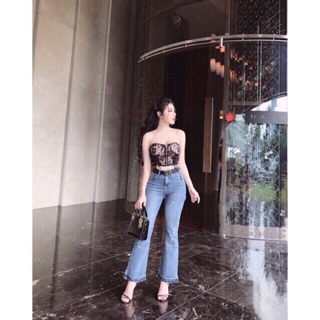 Quần jeans ống loe | quần bò loe VNXK sang chảnh kéo chân dài miên man(ảnh thật)