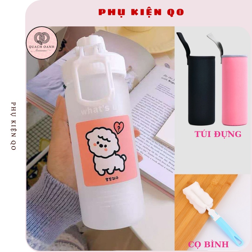 Combo Bình Nước Cọ Bình Túi Đựng QO Bình Nước Cute Hoạ Tiết Cừu - BN25