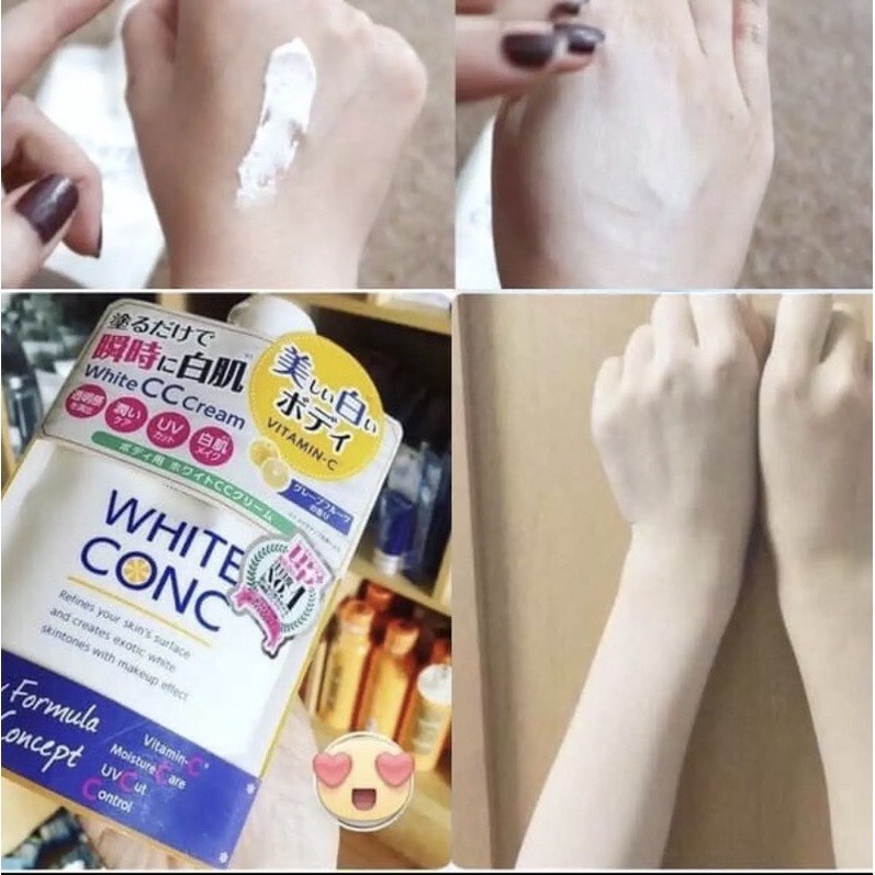 Kem nâng tone trắng da White Conc CC Cream ROXI Beauty kem make up body nâng tông da toàn thân chính hãng Nhật Bản 200g