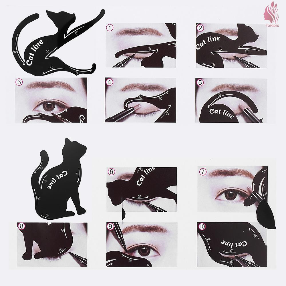 Set 2 Tấm Khuôn Kẻ Mắt Hình Mèo Độc Đáo Tiện Dụng | BigBuy360 - bigbuy360.vn