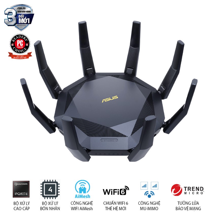 Bộ phát wifi 6 Asus RT-AX89X AX6000Mbps Gaming MU-MIMO and OFDMA (Chính Hãng Asus Việt Nam)