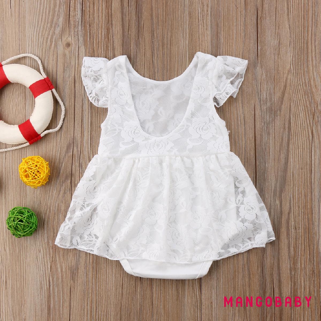 Áo liền quần kiểu đầm phối ren xinh xắn cho bé gái
