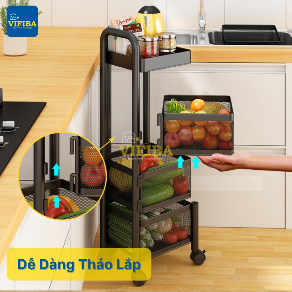 Kệ Xoay 360 Độ VIFIBA Đa Năng, Dạng Vuông, Thép Không Gỉ, Sơn Tĩnh Điện, Tủ Đựng Đồ Nhà Bếp Thông Minh | BigBuy360 - bigbuy360.vn