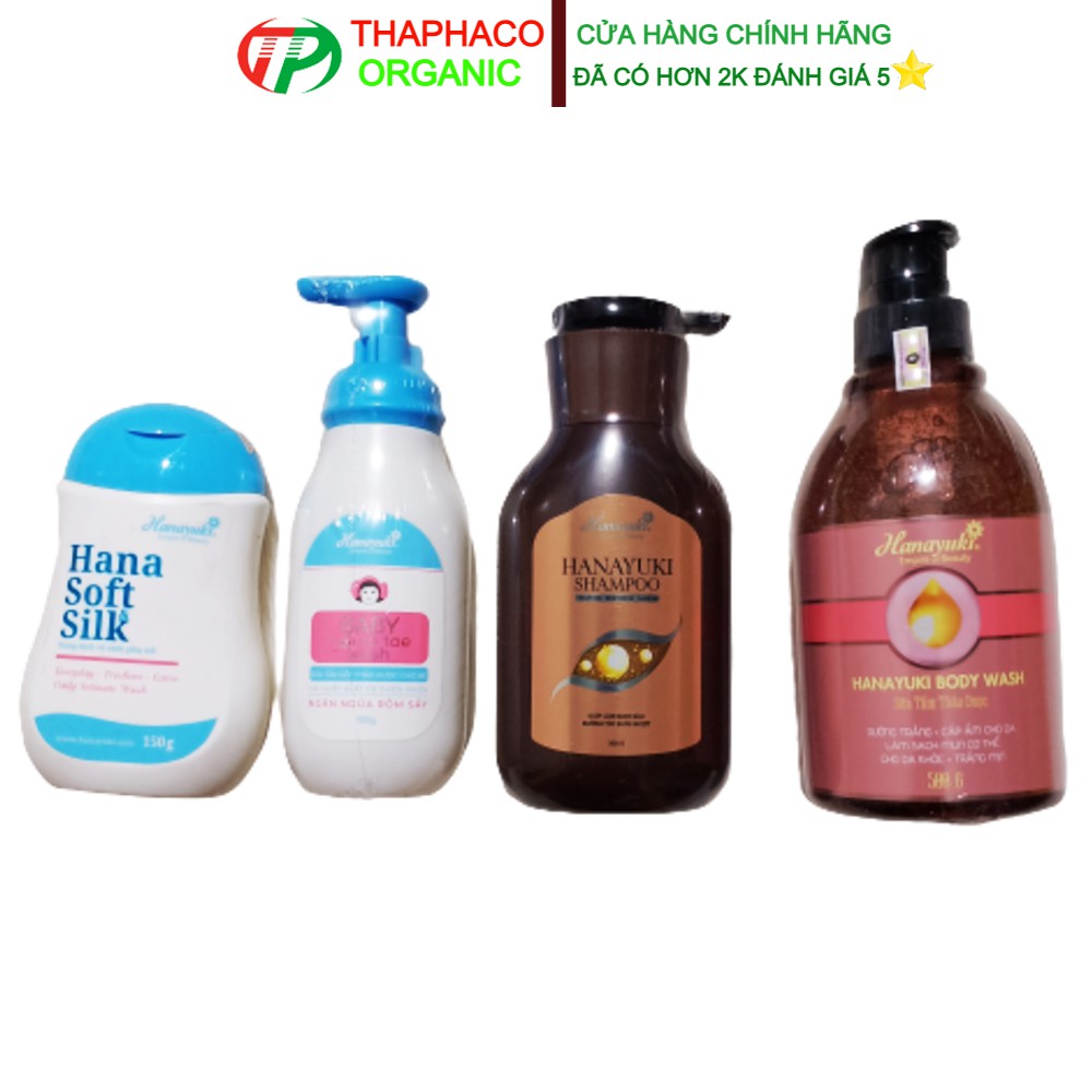 Combo Dung Dịch Vệ Sinh Hanayuki Hana Soft Silk Sữa Tắm Hanayuki Body Wash Dầu Gội Hanayuki Shampoo Sữa Tắm Gội Cho Bé