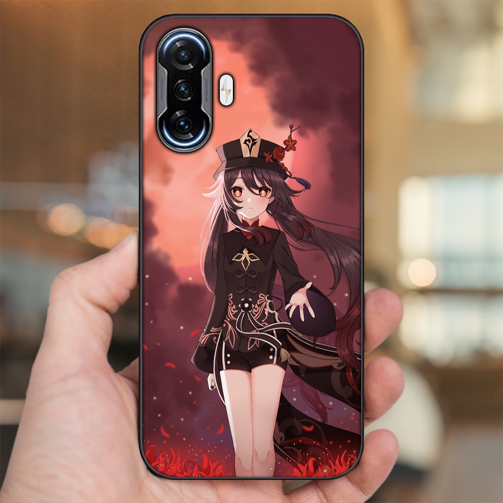 Ốp lưng Xiaomi K40 Gaming viền đen in hình Hutao Genshin Impact